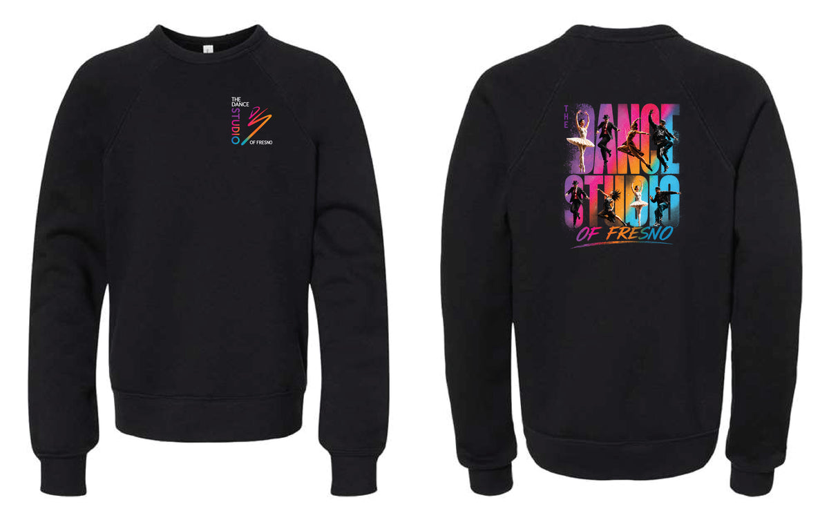 The Dance Studio Color Shout Bella+Canvas Youth Sponge Fleece Raglan Crewneck Sweatshirt
