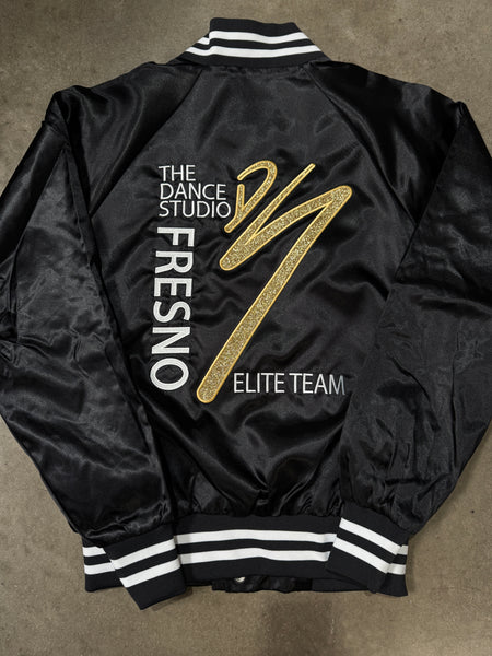 DS Parent Elite Team Satin Baseball Jacket/Striped Trim (Gold Glitter Edition)