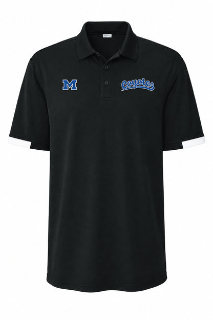 Coyotes Black Sport-Tek® Men's Club Colorblock Polo