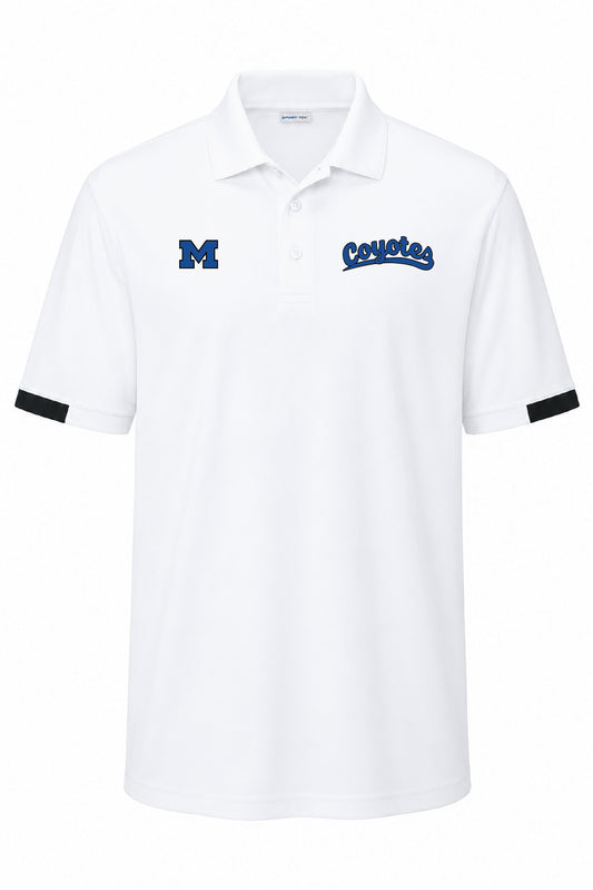 Coyotes White Sport-Tek® Men's Club Colorblock Polo