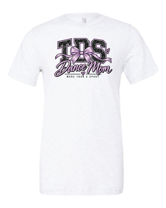 TDS Studio Dance Mom Bow Bella+Canvas Triblend White Tee