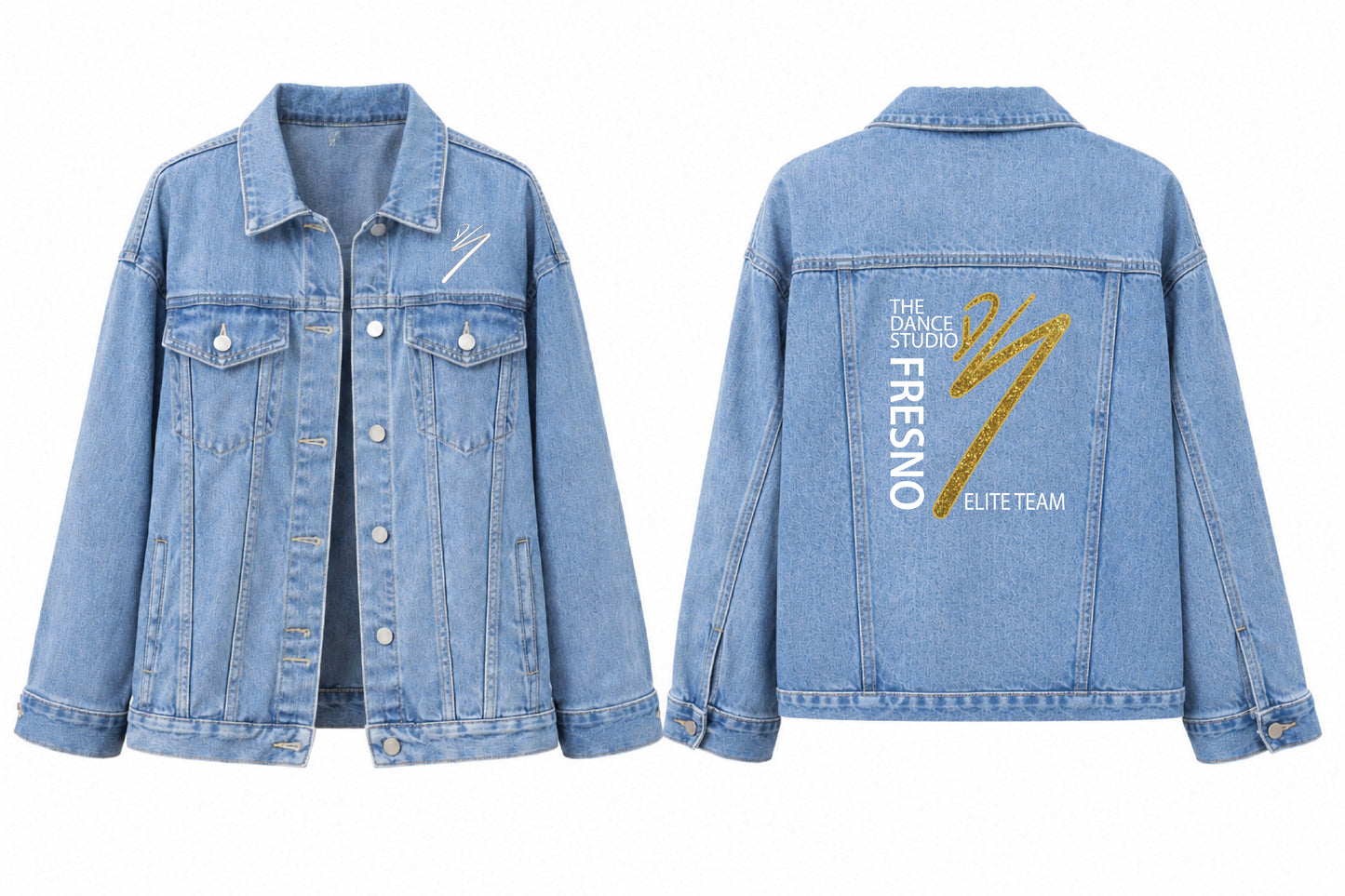 TDS Parent Elite Team Customizable Women's Oversized Mid Long Denim Jacket (Glitter Edition)