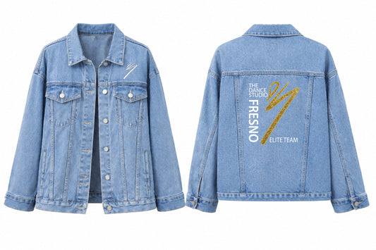 TDS Parent Elite Team Customizable Women's Oversized Mid Long Denim Jacket (Glitter Edition)