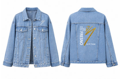 TDS Parent Elite Team Customizable Women's Oversized Mid Long Denim Jacket (Glitter Edition)