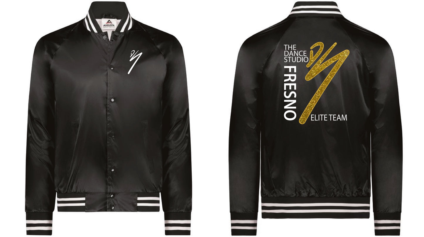DS Parent Elite Team Satin Baseball Jacket/Striped Trim (Gold Glitter Edition)