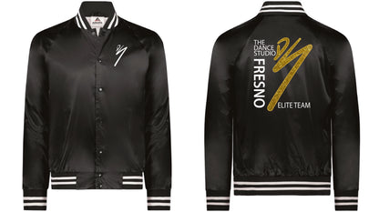 DS Parent Elite Team Satin Baseball Jacket/Striped Trim (Gold Glitter Edition)
