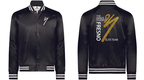 DS Parent Elite Team Satin Baseball Jacket/Striped Trim (Gold Glitter Edition)