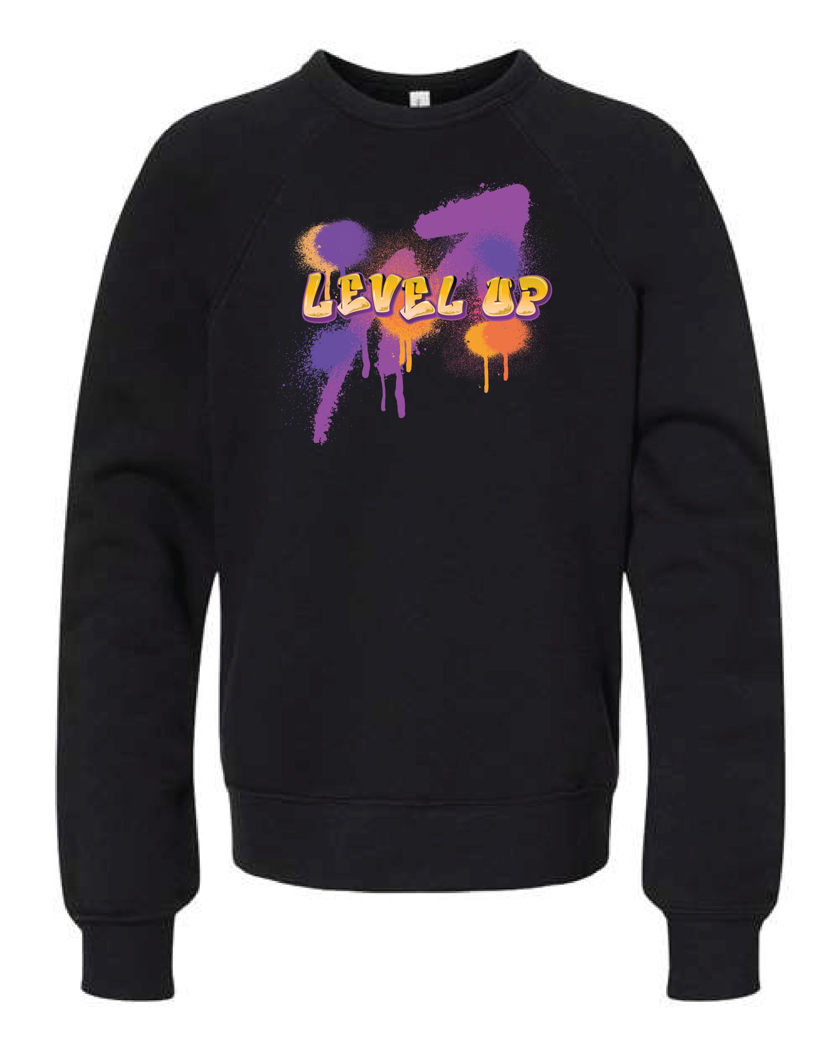 Level Up Bella+Canvas Youth Sponge Fleece Raglan Crewneck Sweatshirt